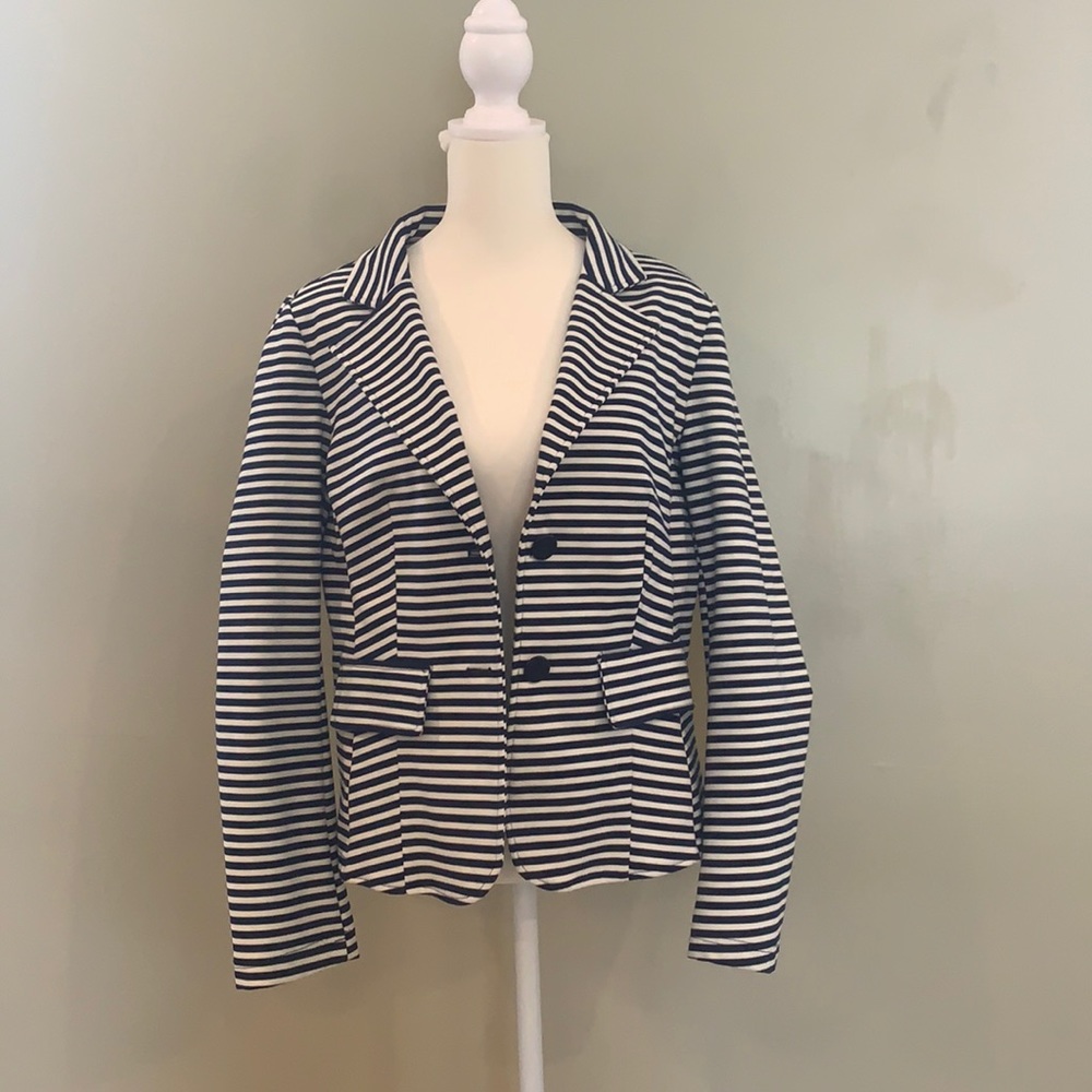 Kenar Navy and Ivory Striped Blazer